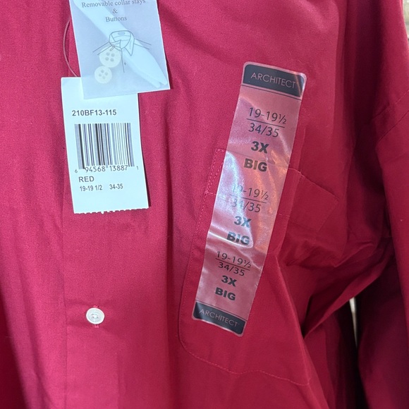 NWT Architect Deep Red Dress Shirt - Picture 2 of 6